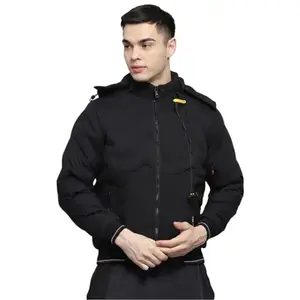 Monte Carlo Mens Solid Black Detachable Hood Full Sleeve Jacket