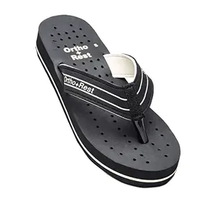 Ortho + Rest Women L331 Black Slippers & Flip Flops Size - 6