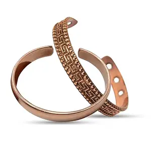 Wonder Care WC 100% Pure Copper Bracelet for Men & Women Solid Copper Cuff Adjustable size Rakhi for brother Bhaiya Bhabi Rakhi Set | Jewelry Gift