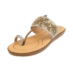 Metro Women Antic Gold Ethnic Synthetic Sandals Uk/6 Eu/39 (35-239)