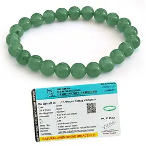 SOLAVA Green Aventurine Bracelet Certified - Original Green Crystal Bracelet for Men and Women for Money, Prosperity, Abundance, Good Luck, Happiness, and Heart Chakra Healing - 8mm Beads