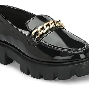 AFROJACK Women's Casual Shoes |Patent Loafers for Girls w380 Black
