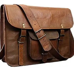 ZNT BAGS ZNT BGAS 13" Vintage Leather Messenger Soft Leather Briefcase Satchel Leather Laptop Messenger Bag for Men&Women (Brown)