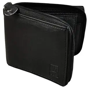 WENZEST Men Black Zip Wallet