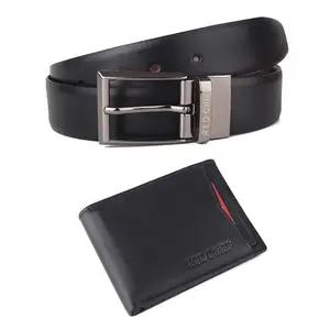 Red Chief Men's Combo Pack Reversible Belt & Wallet Black Color | Gift Set for Men