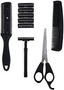 INAAYA Hair Comb Scissor Comb And Razor For Men Grooming Kit Set Of 5