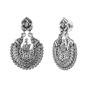 Voylla Morni Chandrakhi Dangle Earrings|Oxidised|Party|EveryDay Wear|Dangler Earrings for Women|
