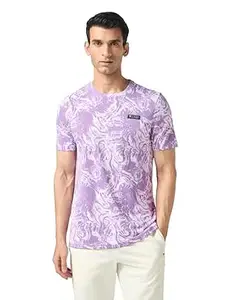 TECHNOSPORT Men's Abstract Print Slim Fit Round Neck with Technocool+ Sports T-Shirt for Running, Sports, Gym & Regular Use