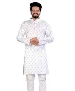 Stylish Men's Pure Cotton Shirt Kurta for Traditional Events_Men_Shirt_198_2XL White