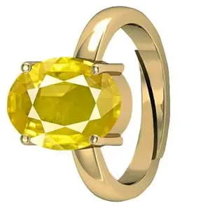 DAURAYA GEMS 11.25 Ratti 10.00 Carat Unheated Untreatet A+ Quality Natural Yellow Sapphire Pukhraj Gemstone Ring for Women's and Men's (Lab Certified) (R0401)