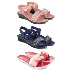 Women's Comfortable Sandal,Casual Lightweight Sandal for Everyday Wear | CL-(COMBO-3)-1936-1935-1964-8