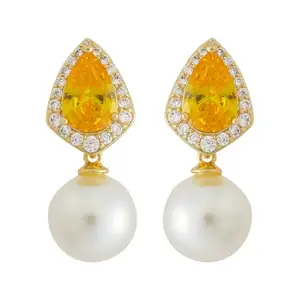 Kushal's Fashion Jewellery Yellow Gold Plated Casual Trendy Zircon Earring - 428136