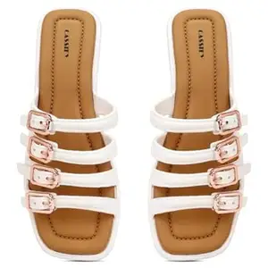 CASSIEY Women's Multi-Strap Buckle Flat Sandals