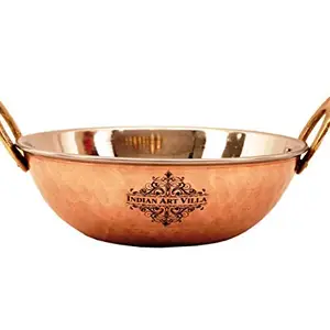 INDIAN ART VILLA Steel Copper Kadai Kadhai Wok Bowl, Serving Indian Dishes, Tableware, 350 ML price in India.