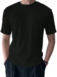 MAIRA FASHION Men's Classic Fit T-Shirt Short Sleeve Round Neck Tshirt for Mens & Boys (Medium, Black)