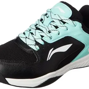 Li-Ning Ultra Speed Non-Marking Badminton Shoe|Indoor Sports|Stability Heel, Prototypical Sole, Lightweight Shoe (Black/Yucca,UK 1)