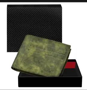 KCK INTERNATIONAL Lorem Green Out Side Card Slot Bi-Fold Premium Faux Leather 6 ATM Card Slots Wallet for Men WL17-B