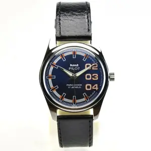 PARADISE TIME Leather Wrist Watch Casual & Formal for Men's (Color: Dark Blue)