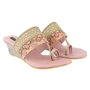 Do Bhai Women Material Synthtic, Color-Pink, Stylish Fashion Heel Sandal, Block Heel, Size-UK4