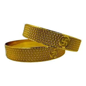 Bangles with Dual Tone Golden Design Bangles for Women & Girls (Dotted, 26)