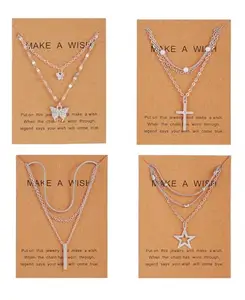 Shining Diva Fashion 4 Pcs Latest Stylish Butterfly Pearl Necklace Jewellery Set for Women Pendant Necklace Gifts for Girls (rrsd16474np)