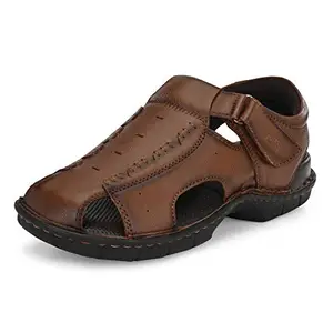 HITZ Men's Tan Leather Comfort Sandals - 10