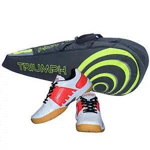 Gowin Badminton Shoe Power White/Red Size-6 with Triumph Badminton Bag 304 Black/Lime