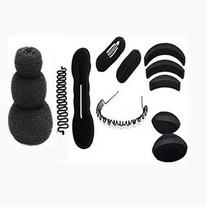StayBuy™ Pack of 13 Useful Hair Accessories Hair Puff Maker Bnana Bumpits Hair Styling Tool For Women/Girls