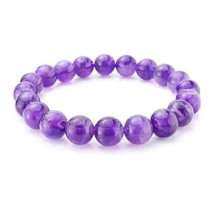 LKBEADS Natural Amethyst 8mm Round Shape Smooth Cut Beads 8 inch Stretchable Bracelet for Men & Women|STBR_RR_00436_80