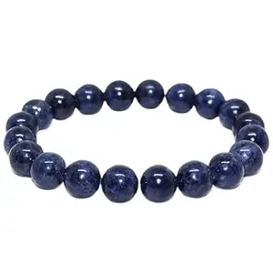 Statue World's Natural Sodalite Gemstone Beaded Bracelet, 8mm Round Beads, Dark Blue