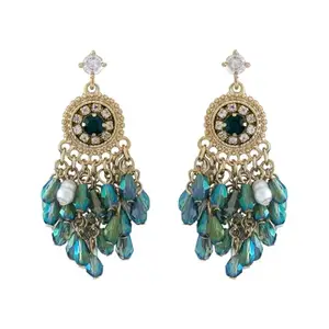 Kushal's Fashion Jewellery Green Gold Plated Casual Trendy Earring - 428906
