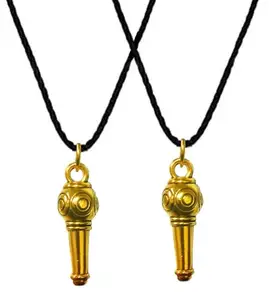 Uniqon (Set Of 2 Pcs Golden Plated Small Size Lord Jai Shri Ram Bhakt God Mahavir Mahabali Bajrangbali Sankat Mochan Ram Bhakt Pavan Putara Hanuman Gada/Mace Locket Pendant Necklace With Cotton Dori