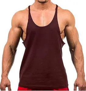 THE BLAZZE Men's Bodybuilding Gym Solid Color Tank Top Stringers (Medium, Maroon)