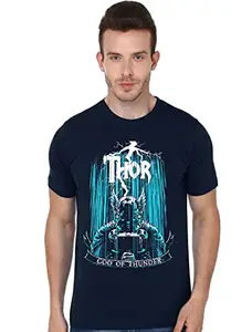 COOQUE Thor God of Thunder Avenger Superhero Half Sleeve Round Neck Black T-Shirt for Men's/Boy's Pack of 1 pc (Medium, Navy Blue)