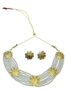 NPC GOLD Necklace for Girls & Women | Traditional Fashion Jewellery Necklace Set with Earring for Women/Girls (Design-1)