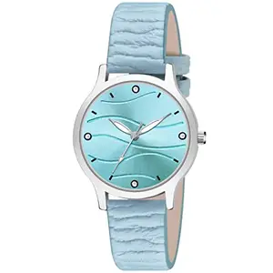 CLOUDWOOD Analog Wrist Watch for Women's and Girls (Sky Blue Dial Sky Blue Colored Strap)