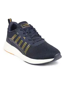 ABROS Global Sports Shoes for Men Running Shoes Comfortable Ligthweight Breathability Memory Foam Insole for Casual Shoes for Mens(Navy/Mustard 6)
