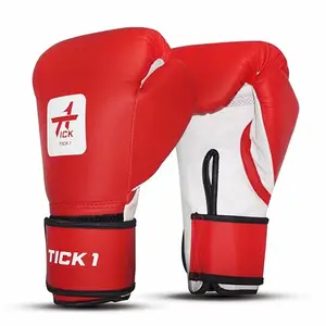 Tick 1 Boxing Gloves for Men & Women (12 oz) | Durable | PU Synthetic Leather | Moulded Foam Padding | Velcro Closure | Shock-Absorbing | Long-Lasting Strength (Red & White)