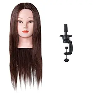 IYAAN Hair Dummy For Hair Styling Practice Hair Dummy With Stand Synthetic/Hair Mannequin Approx. 30 Inch Dark Brown