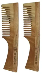 Natural Neem Wood Hair (Comb combo of 2) for men & Women for Hair Growth, Hair care, Reducing Hair fall, Shampooing Hair and Dandruff Control (handle 2)