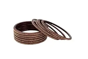 HOUSE OF BANGLEZ Women’s Stone Studded Bangle Set Set of 12 Traditional Bangles