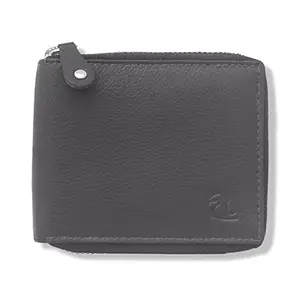 KARA Brown Zipper Leather Wallet for Men and Women - Bi Fold Unisex Wallet with 6 Card Holder Slot