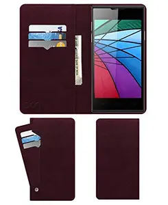 ACM Wallet Leather Flip Carry Case Compatible with Hsl H1 Smart Mobile Flap Card Holder Front & Back Cover Burgundy Red