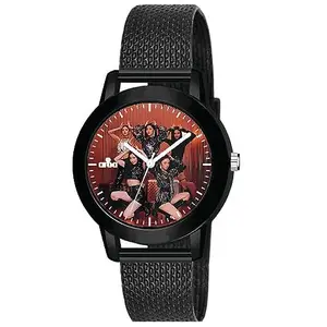 AROA Watch for Womens with ITZY Dalla Dalla Model :954 in Black Metal Type Rubber Analog Watch Red Dial for Women Stylish Watch for Girls