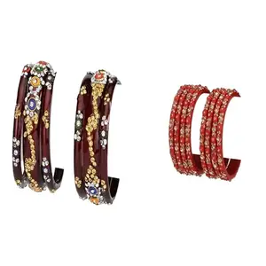 Somil Elegant Combo Bangles For Women & Girls | Stylish Bangles Set For Everyday & Functions, Pack Of 14, Maroon, Radium -B485