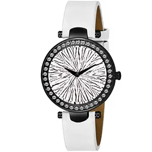 GANESH TIME Women Quartz Watch with Analogue Display and Leather Strap (Band Color: Grey) (Dialer Color: White)