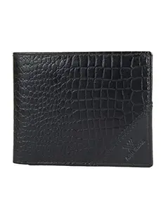 Aditi Wasan Genuine Leather Black Croc Embossed Men Wallet