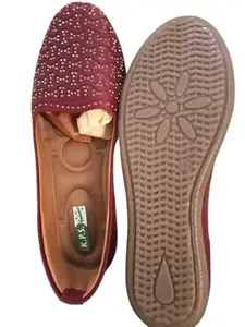 Stylish, Soft & Comfortable Belly Shoes for Women |Women Bellies | Non-Fatigue & Non-Slippery Belly for Women Bellies for Women Stylish Latest | Slip On Shoes(Brick Red) (Numeric_8)