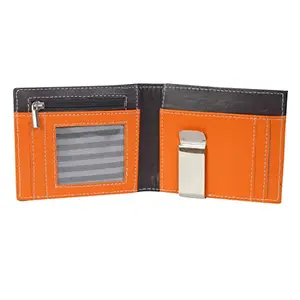 ZOSTAL Men Black, Orange Artificial Leather Money Clip JC-MC033 (8 Card Slots)