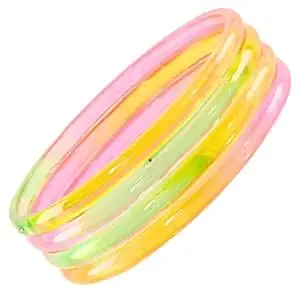 STYOLLO Viral Plain Transparent Glass Kada Set For Women & Girls | Kanch Kada For Girls | Daily Ethnic Traditional Jewelry | Glossy Classic Fashion Kangan For Wedding, Festive & Parties - Set Of 4